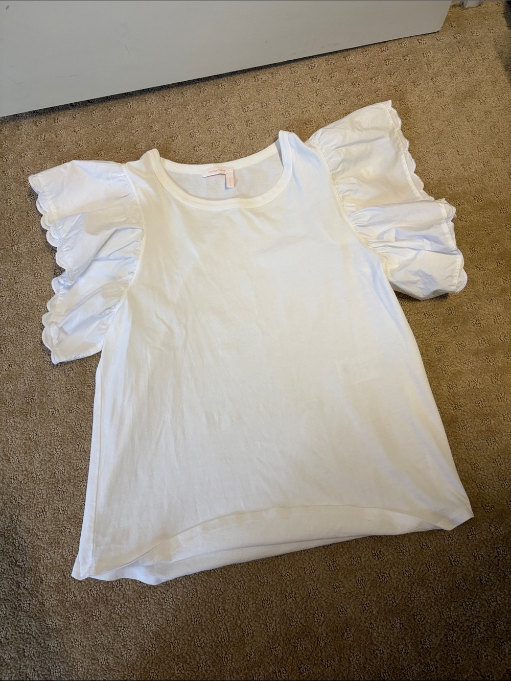 See by Chloe ruffle sleeve white t-shirt.